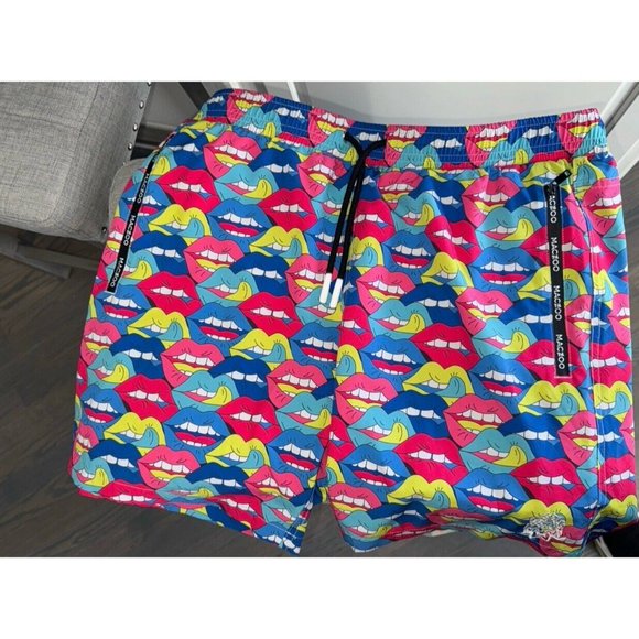 NWOT Maceoo Maczoo Paris Men’s Lips Mouth  $99 Bathing Suit  Black Size Medium‎ - Picture 1 of 2